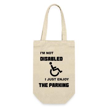 Ich bin nur im Rollstuhl zum Parken * - Geschenkbeutel für Flaschen - Natur - Vorne