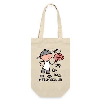 Gehirn - Hier dir ist was runtergefallen - Geschenkbeutel für Flaschen - Natur - Vorne