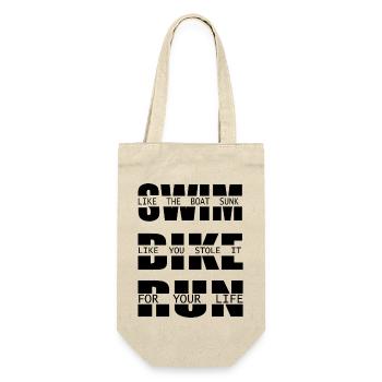 Triathlon Swim Bike Run Marathon - Geschenkbeutel für Flaschen - Natur - Vorne