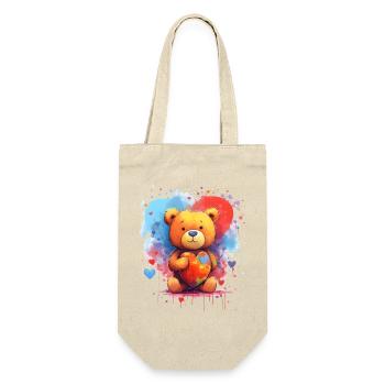 Liebe ist eine Bärennotwendigkeit - Geschenkbeutel für Flaschen - Natur - Vorne
