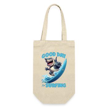 Lustiger Hai mit einem Surfbrett - Surfer - Geschenkbeutel für Flaschen - Natur - Vorne