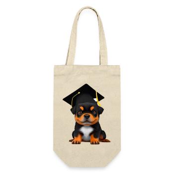 Bachelor Rottweiler Schulabschluss Hunde Studium - Geschenkbeutel für Flaschen - Natur - Vorne