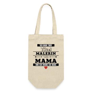 Ich habe zwei Titel Malerin und Mama - Geschenkbeutel für Flaschen - Natur - Vorne