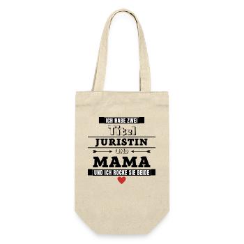 Ich habe zwei Titel Juristin und Mama - Geschenkbeutel für Flaschen - Natur - Vorne