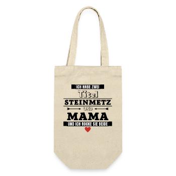 Ich habe zwei Titel Steinmetz und Mama - Geschenkbeutel für Flaschen - Natur - Vorne