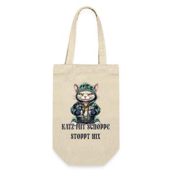 Apfelwein und Katzen Design - Geschenkbeutel für Flaschen - Natur - Vorne