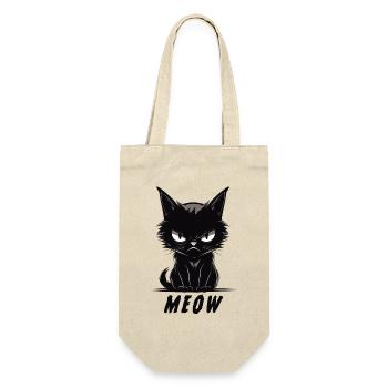 MEOW Niedliches Genervtes Katzengesicht - Geschenkbeutel für Flaschen - Natur - Vorne
