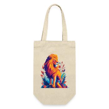 Löwe Polygon - Farbenfrohe Tier Illustration - Geschenkbeutel für Flaschen - Natur - Vorne