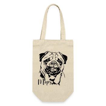 Mops Portrait Hund Hunde Wilsigns - Geschenkbeutel für Flaschen - Natur - Vorne
