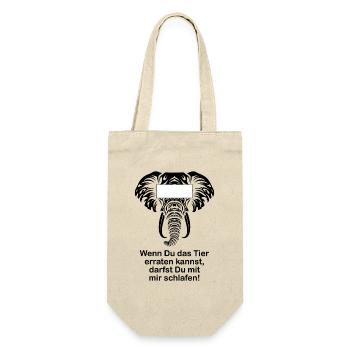 Elefant Lustiger Spruch Witzige Geschenkidee - Geschenkbeutel für Flaschen - Natur - Vorne