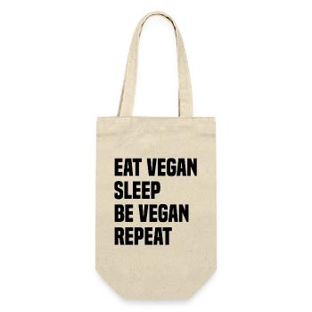 Eat Vegan Sleep Be Vegan Repeat - Geschenkbeutel für Flaschen - Natur - Vorne