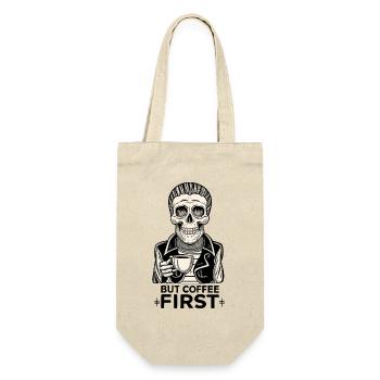 Skull Skeleton But Coffee First Coffee Saying - Gift Bag for Bottles - nature - Front