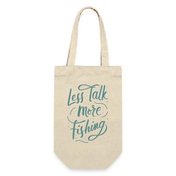 Less Talk More Fishing Angelbekleidung - Geschenkbeutel für Flaschen - Natur - Vorne