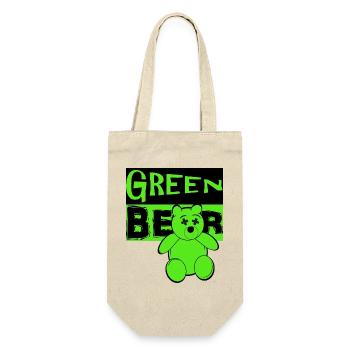 Grüner Bär - Geschenkbeutel für Flaschen - Natur - Vorne