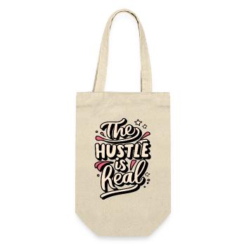 The Hustle is Real Lustiger Spruch - Geschenkbeutel für Flaschen - Natur - Vorne