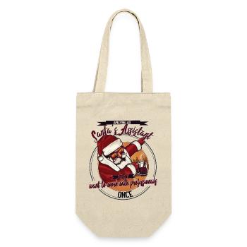 Santa’s Assistant – Lustiges Weihnachtsdesign - Geschenkbeutel für Flaschen - Natur - Vorne