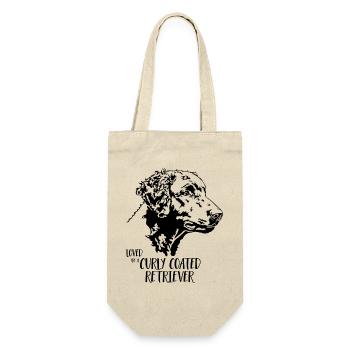 Loved by a Curly Coated Retriever Hunde Wilsigns - Geschenkbeutel für Flaschen - Natur - Vorne