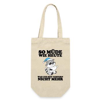 Ausschlafen Müde Spruch lustig Schlafen - Waschbär - Geschenkbeutel für Flaschen - Natur - Vorne