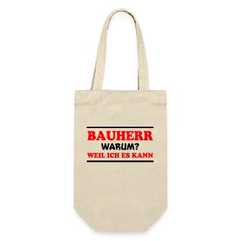 Bauherr Spruch Hausbau Richtfest Bauherr Geschenk - Geschenkbeutel für Flaschen - Natur - Vorne