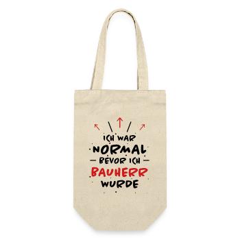 Bauherr Spruch Hausbau Richtfest Bauherr Geschenk - Geschenkbeutel für Flaschen - Natur - Vorne