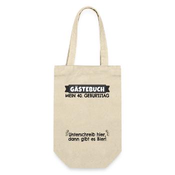 40. Geburtstag Gästebuch 40 Jahre alt Geschenk - Geschenkbeutel für Flaschen - Natur - Vorne