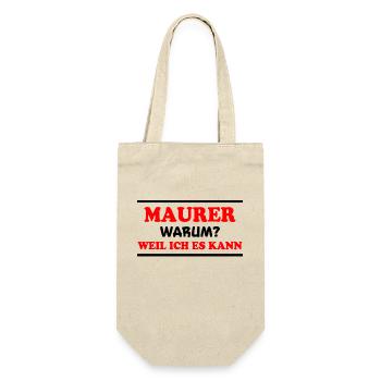 Maurer Spruch Baustelle Lustiges Maurer Geschenk - Geschenkbeutel für Flaschen - Natur - Vorne