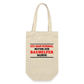 Bauhelfer Spruch Beruf Lustiges Bauhelfer Geschenk - Geschenkbeutel für Flaschen - Natur - Vorne