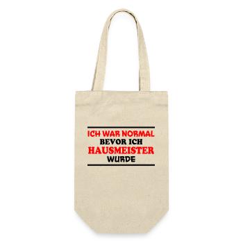 Hausmeister Spruch Lustiges Hausmeister Geschenk - Geschenkbeutel für Flaschen - Natur - Vorne