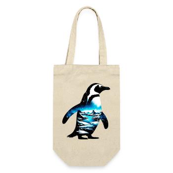 Verzierter Pinguin mit arktischer Landschaft gemalt - Geschenkbeutel für Flaschen - Natur - Vorne