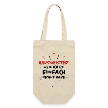 Hausmeister Spruch Lustiges Hausmeister Geschenk - Geschenkbeutel für Flaschen - Natur - Vorne