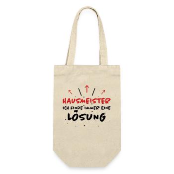 Hausmeister Spruch Lustiges Hausmeister Geschenk - Geschenkbeutel für Flaschen - Natur - Vorne
