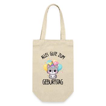 Alles Gute Zum Geburtstag süße Katze Luftballons - Geschenkbeutel für Flaschen - Natur - Vorne