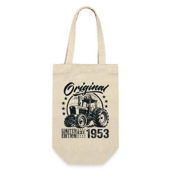 Original 1953 Geburtstag 1953 Farmer Traktor - Geschenkbeutel für Flaschen - Natur - Vorne