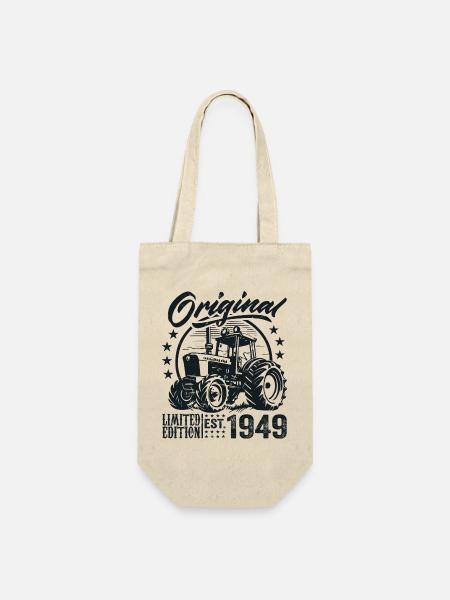 Original 1949 Geburtstag 1949 Farmer Traktor - Geschenkbeutel für Flaschen - Natur