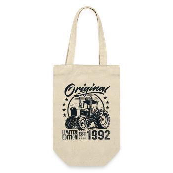 Original 1992 Jubiläum 1992 Farmer Traktor - Geschenkbeutel für Flaschen - Natur - Vorne
