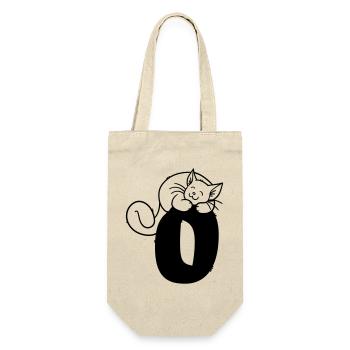 Katze Buchstabe O - Geschenkbeutel für Flaschen - Natur - Vorne