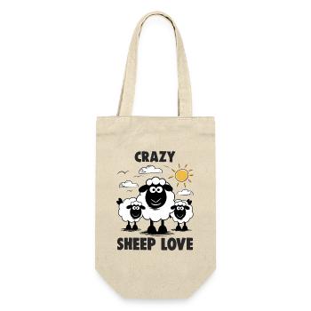 Lustige Schafe Crazy Sheep Love - Geschenkbeutel für Flaschen - Natur - Vorne