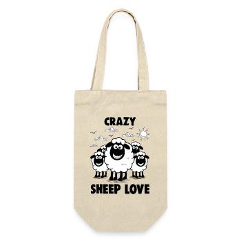Lustige Schafe Crazy Sheep Love - Geschenkbeutel für Flaschen - Natur - Vorne