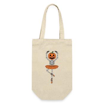 Ballerina Halloween Skelett - Geschenkbeutel für Flaschen - Natur - Vorne