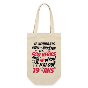 j'ai 19 ans / idée cadeau anniversaire / 19 ans - Sac à bouteille - nature - Devant