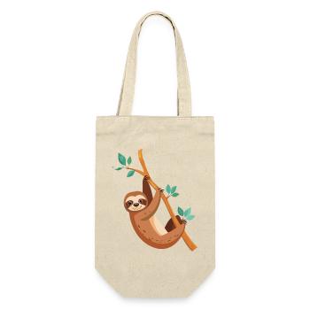 Niedliches Faultier Hängematte Design - Geschenkbeutel für Flaschen - Natur - Vorne