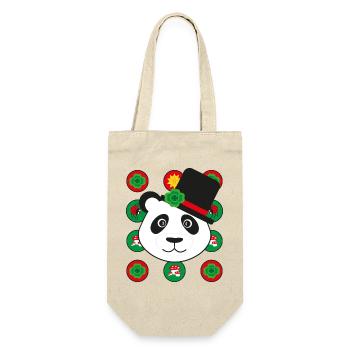 Neujahr Panda mit Kleeblatt. - Geschenkbeutel für Flaschen - Natur - Vorne