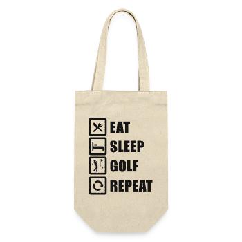 Eat Sleep Golf Repeat Golfspieler - Geschenkbeutel für Flaschen - Natur - Vorne