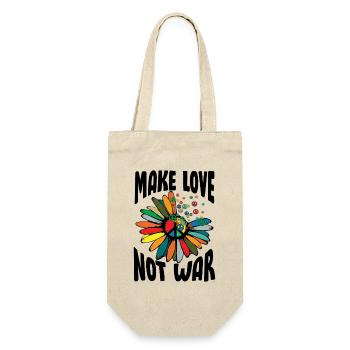 Make Love Not War Flowerpower Hippie - Geschenkbeutel für Flaschen - Natur - Vorne