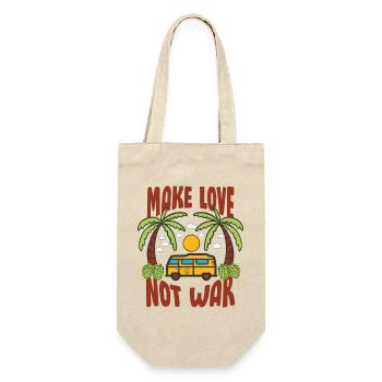 Make Love Not War Flowerpower Hippie - Geschenkbeutel für Flaschen - Natur - Vorne