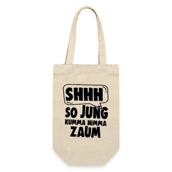 SHHH So Jung Kumma Nimmy Zaum - Geschenkbeutel für Flaschen - Natur - Vorne