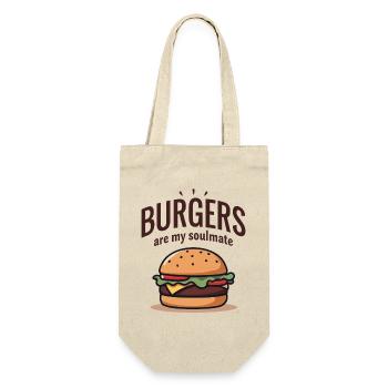 Burgers are my Soulmate Hamburger Fast Food - Geschenkbeutel für Flaschen - Natur - Vorne
