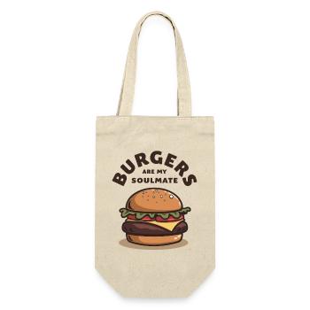 Burgers are my Soulmate Hamburger Fast Food - Geschenkbeutel für Flaschen - Natur - Vorne