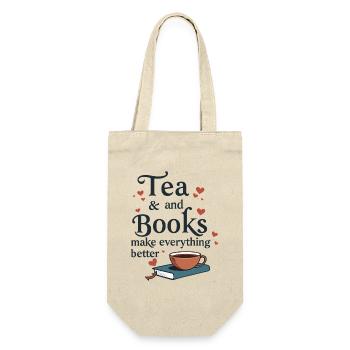 Tea and Books Saying Quote Bookworm - Gift Bag for Bottles - nature - Front