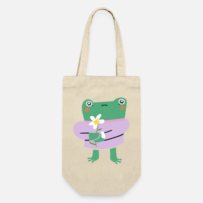Grenouille mignonne avec fleur - Wholesome Vibes - Sac à bouteille - nature